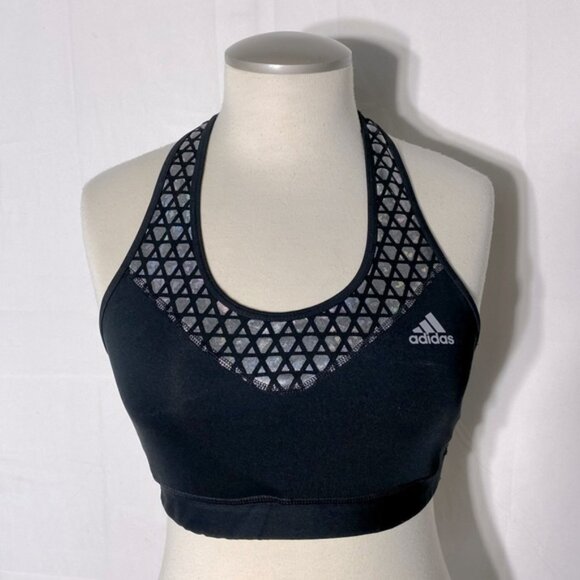 Adidas Climalite Black Sports Bra With Hologram Detail M - Picture 1 of 10